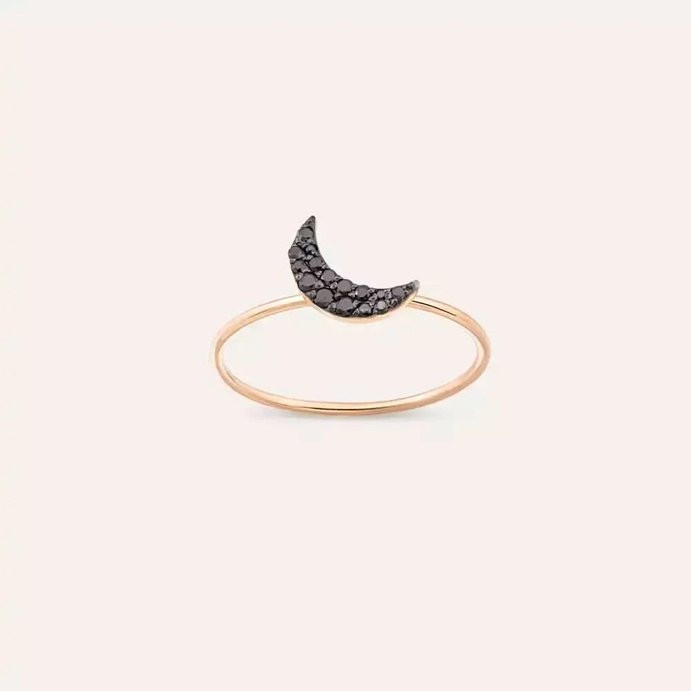 0.16 CT Siyah Pırlanta Taşlı Rose Altın Yüzük