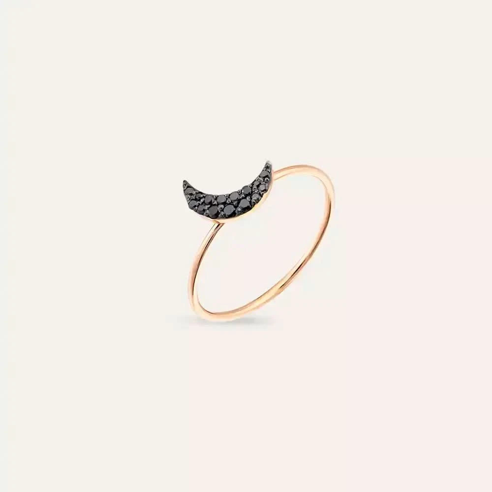 0.16 CT Siyah Pırlanta Taşlı Rose Altın Yüzük