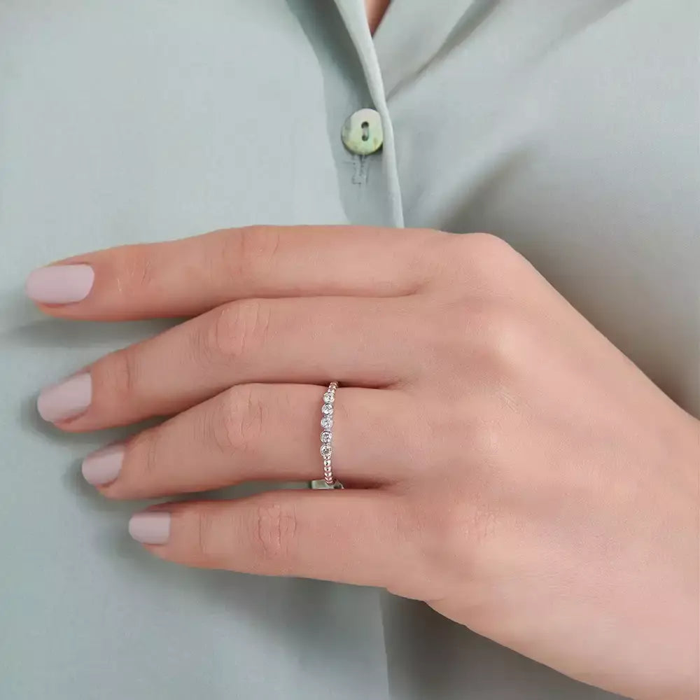 0.17 CT Pırlanta Taşlı Beyaz Altın Yüzük