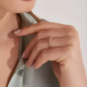 0.18 CT Pırlanta Taşlı Rose Altın Zincir Yüzük