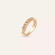 0.18 CT Pırlanta Taşlı Rose Altın Zincir Yüzük