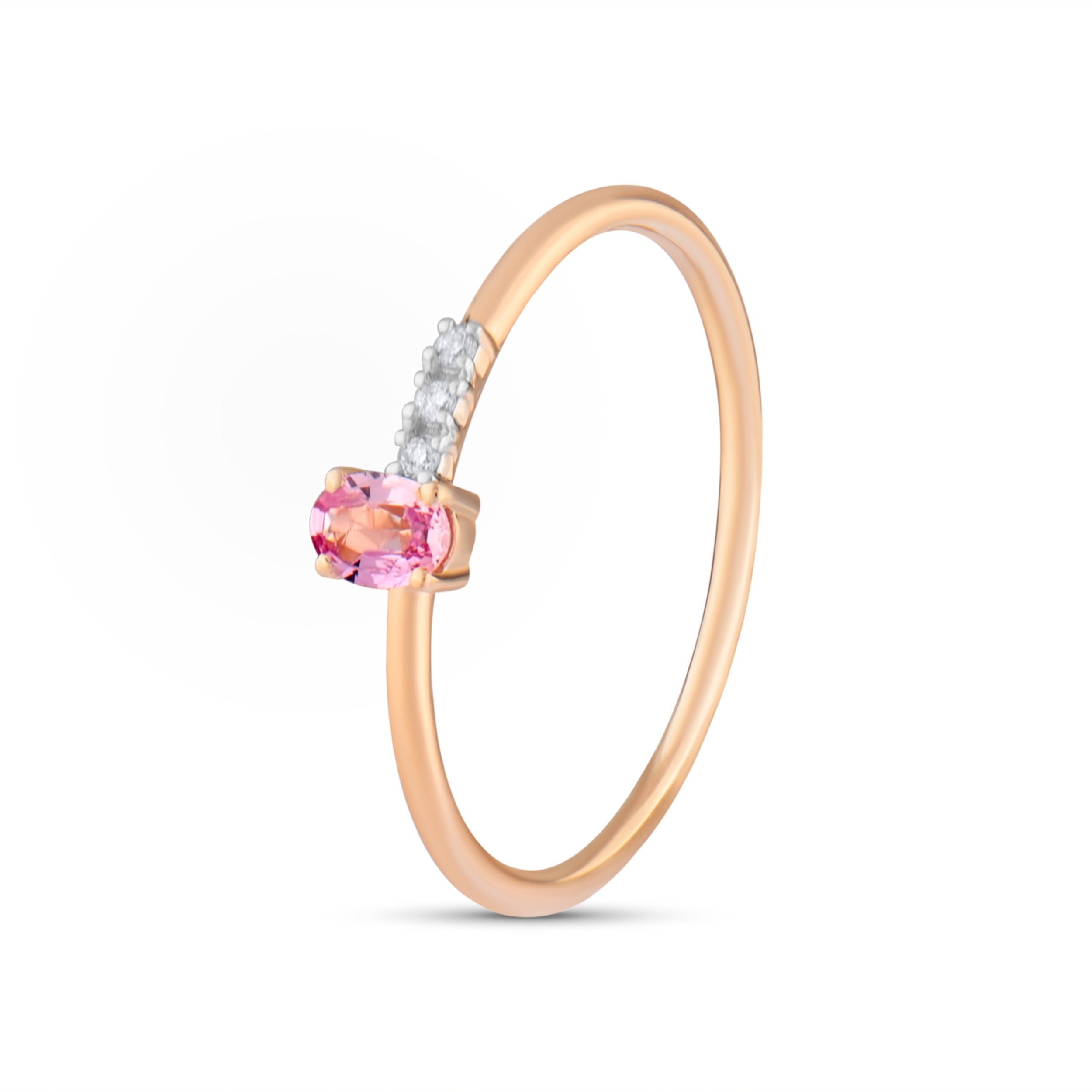 0,18 Karat Pırlanta Pembe Safir Yüzük