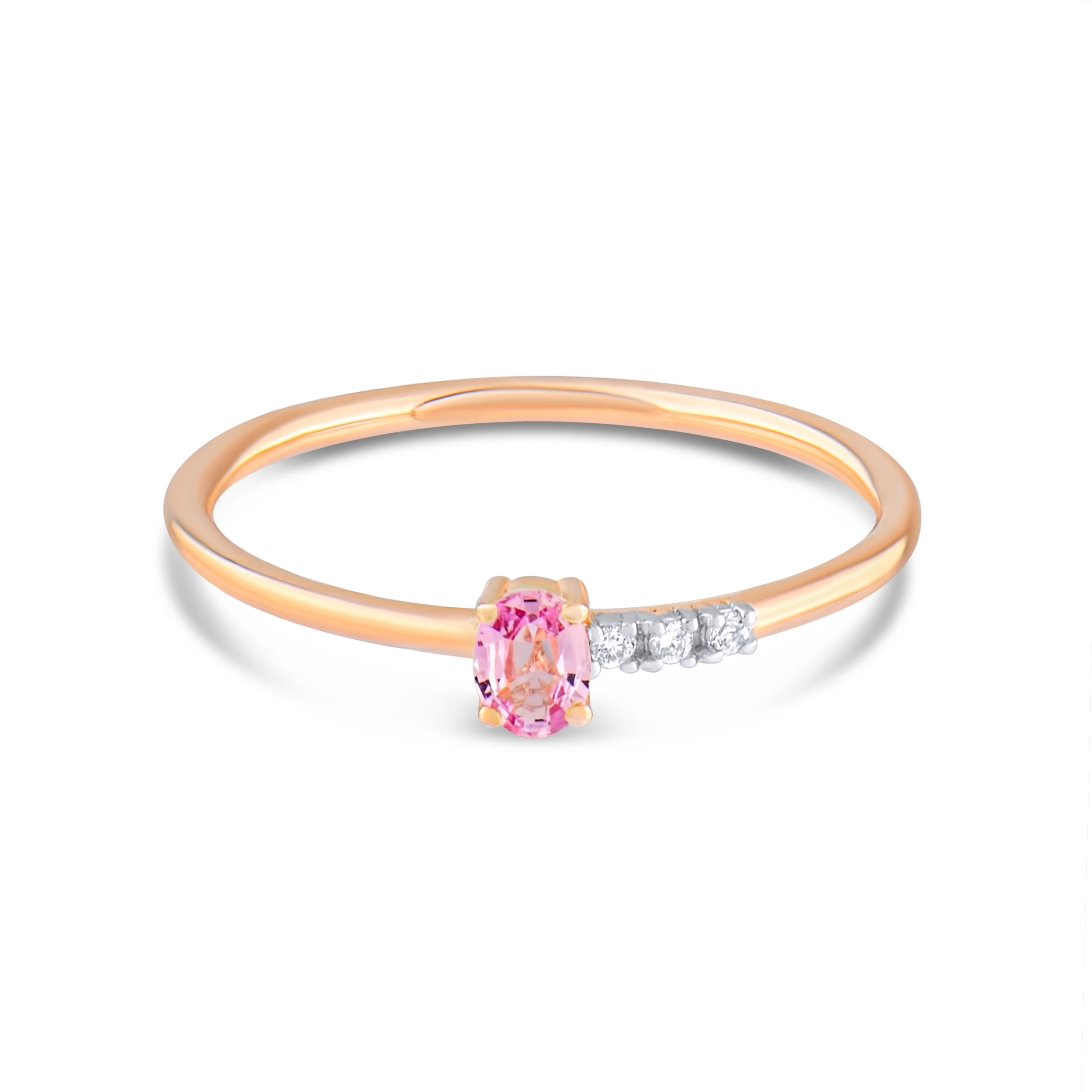 0,18 Karat Pırlanta Pembe Safir Yüzük