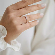 0.19 CT Baget Pırlanta Taşlı Beyaz Altın Yüzük