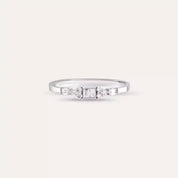 0.19 CT Baget Pırlanta Taşlı Beyaz Altın Yüzük