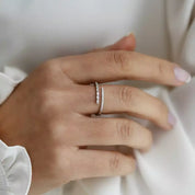 0.19 CT Baget Pırlanta Taşlı Beyaz Altın Yüzük