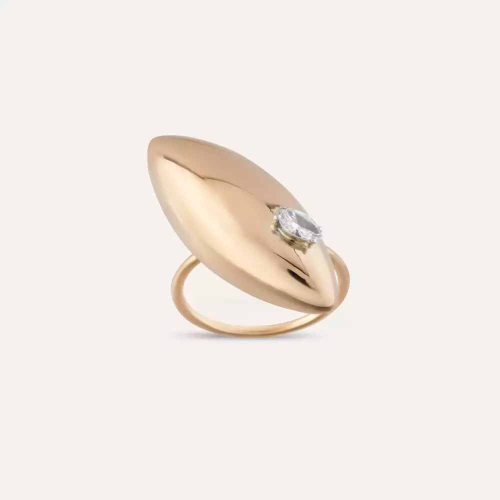 0.19 CT Oval Kesim Pırlanta Taşlı Rose Altın Yüzük