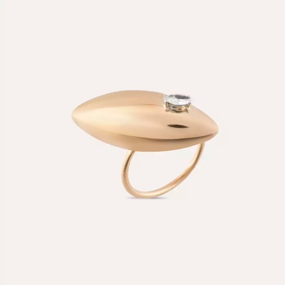 0.19 CT Oval Kesim Pırlanta Taşlı Rose Altın Yüzük