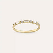 0.21 CT Baget Pırlanta Taşlı Sarı Altın Yüzük