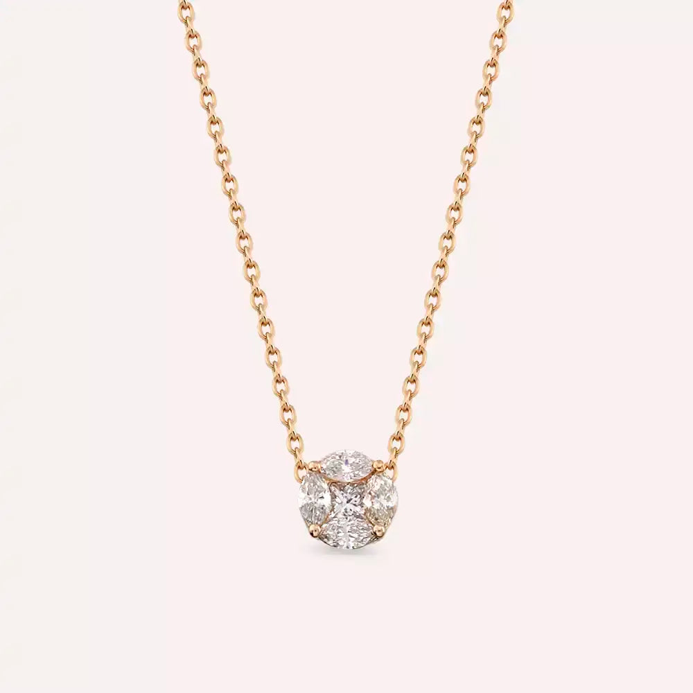 0.21 CT Pırlanta Taşlı Rose Altın Kolye