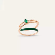 0.21 CT Zümrüt ve Pırlanta Taşlı Yeşil Mineli Yüzük