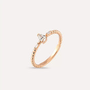 0.22 CT Baget Kesim Pırlanta Taşlı Rose Altın Yüzük