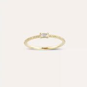 0.22 CT Baget Pırlanta Taşlı Sarı Altın Yüzük