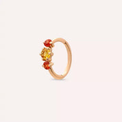 0.22 CT Multicolor Safir Taşlı Rose Altın Halka Piercing