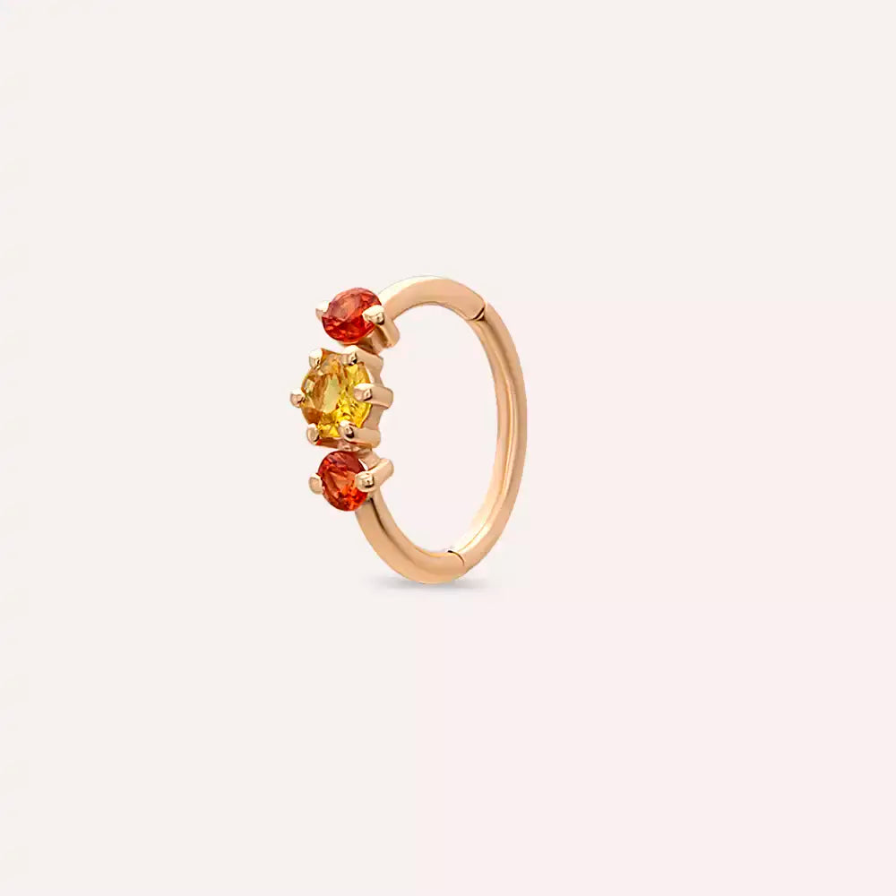 0.22 CT Multicolor Safir Taşlı Rose Altın Halka Piercing