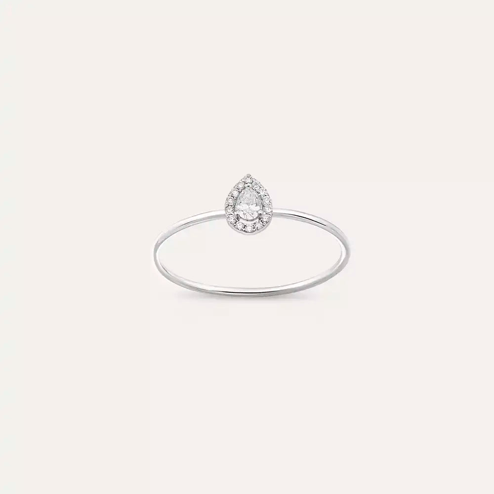 0.22 CT Pırlanta Taşlı Beyaz Altın Yüzük