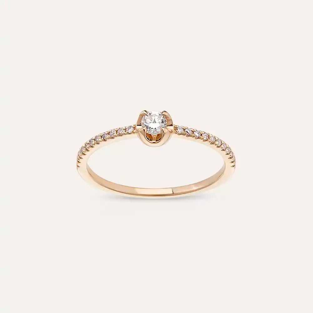 0.24 CT Pırlanta Taşlı Rose Altın Yüzük