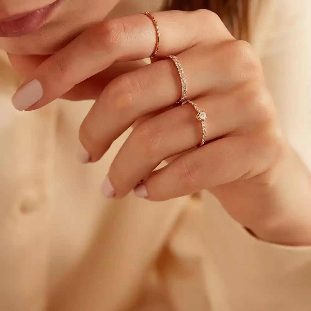 0.24 CT Pırlanta Taşlı Rose Altın Yüzük