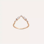 0.25 CT Baget Pırlanta Taşlı Rose Altın V Yüzük