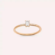0.25 CT Baget Pırlanta Taşlı Rose Altın Yüzük