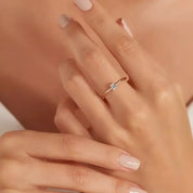 0.25 CT Baget Pırlanta Taşlı Rose Altın Yüzük