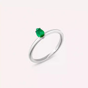 0.25 CT Damla Kesim Zümrüt Taşlı Beyaz Altın Yüzük