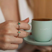 0.25 CT Damla Kesim Zümrüt Taşlı Beyaz Altın Yüzük