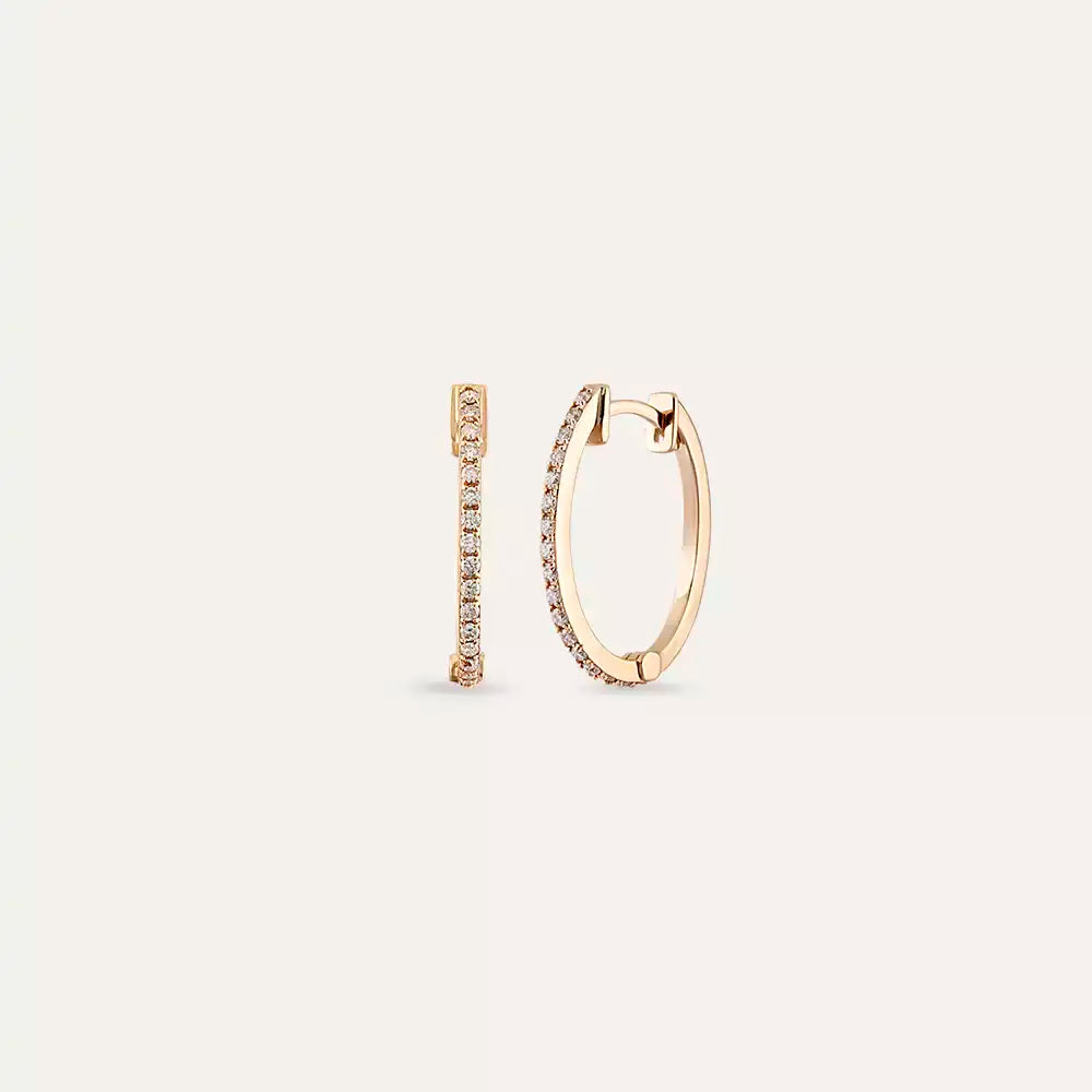 0.25 CT Pırlanta Taşlı Rose Altın Orta Boy Küpe