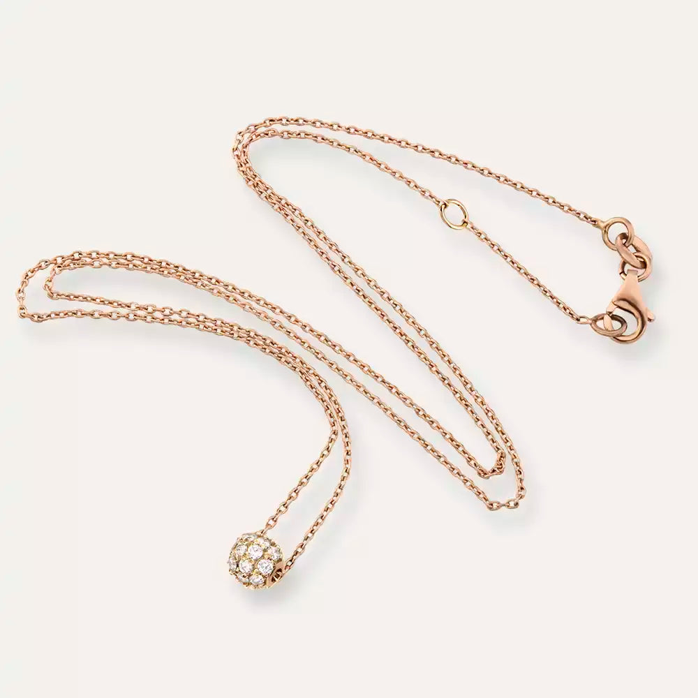 0.25 CT Pırlanta Taşlı Rose Altın Top Kolye