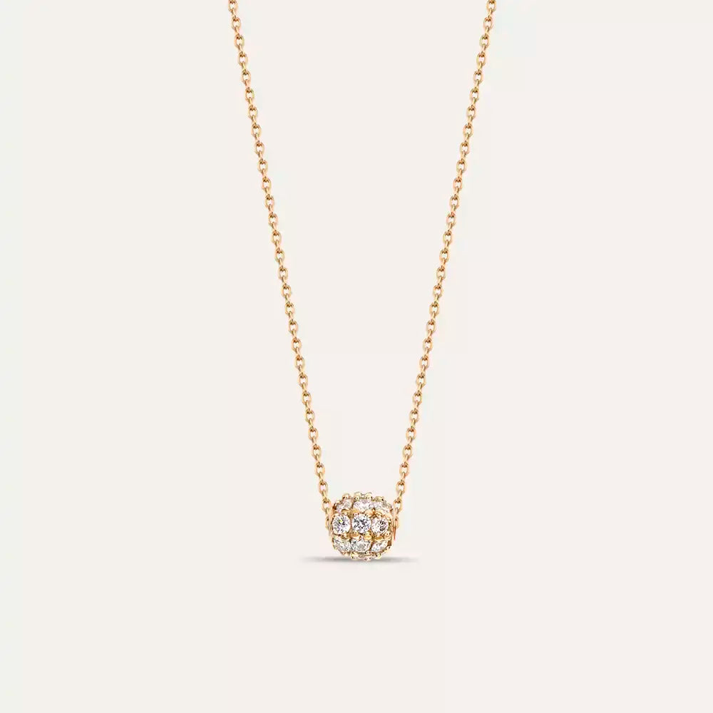 0.25 CT Pırlanta Taşlı Rose Altın Top Kolye