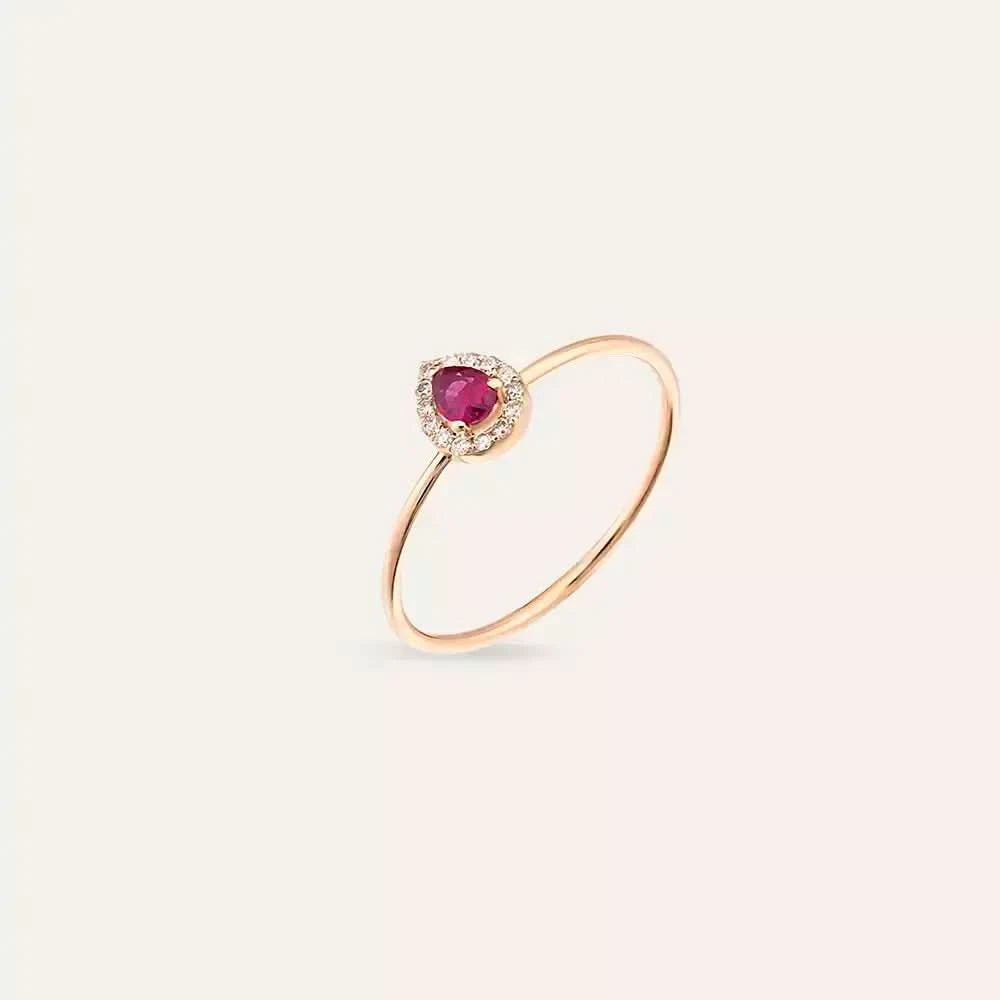 0.25 CT Yakut ve Pırlanta Taşlı Rose Altın Yüzük