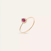 0.25 CT Yakut ve Pırlanta Taşlı Rose Altın Yüzük