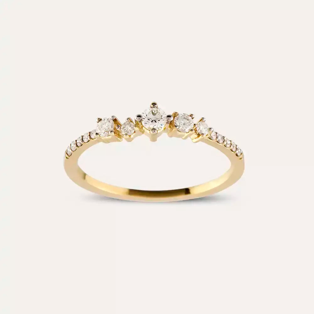 0.26 CT Pırlanta Taşlı Sarı Altın Yüzük