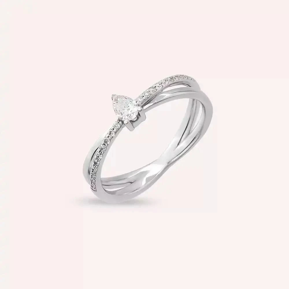 0.27 CT Damla Kesim Pırlanta Taşlı Beyaz Altın Yüzük