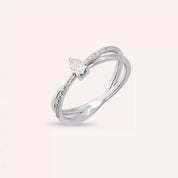 0.27 CT Damla Kesim Pırlanta Taşlı Beyaz Altın Yüzük
