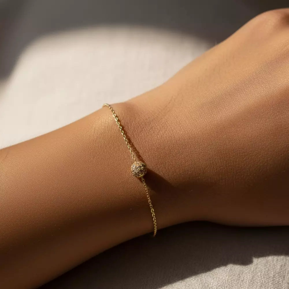 0.28 CT Brown Pırlanta Taşlı Sarı Altın Bileklik