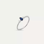 0.29 CT Damla Safir ve Baget Pırlanta Taşlı Beyaz Altın Yüzük