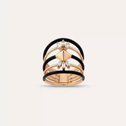 0.29 CT Pırlanta Taşlı ve Siyah Mineli Rose Altın Yüzük