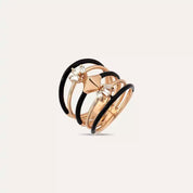 0.29 CT Pırlanta Taşlı ve Siyah Mineli Rose Altın Yüzük