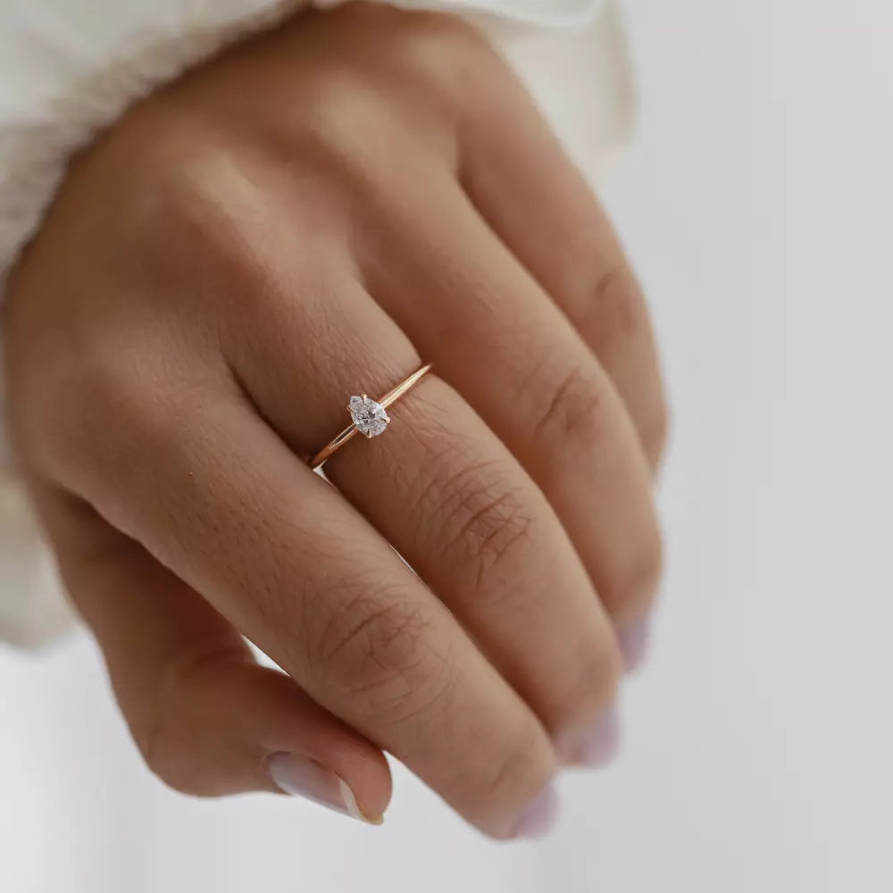 0.30 CT Damla Kesim Tektaş Pırlanta Rose Altın Yüzük