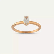 0.30 CT Markiz Kesim Tektaş Pırlanta Rose Altın Yüzük