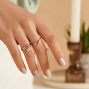 0.31 CT Damla ve Markiz Kesim Pırlanta Taşlı Rose Altın Yüzük