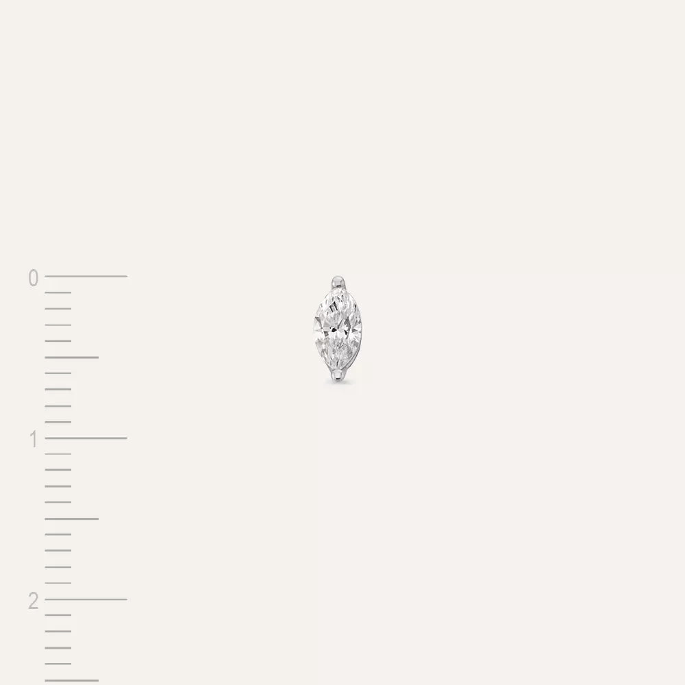 0.32 CT Markiz Kesim Pırlanta Taşlı Beyaz Altın Tek Küpe