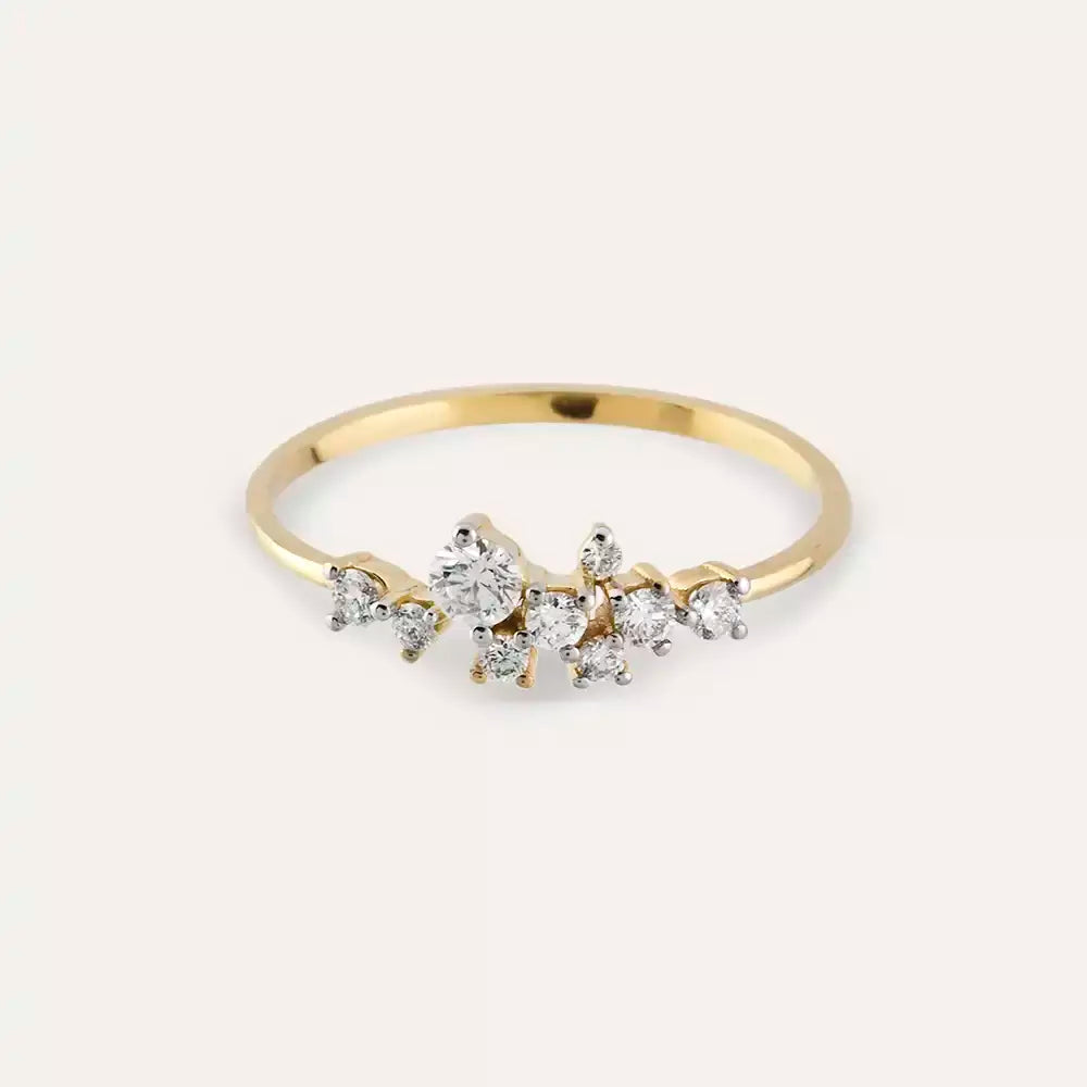 0.32 CT Pırlanta Taşlı Sarı Altın Yüzük