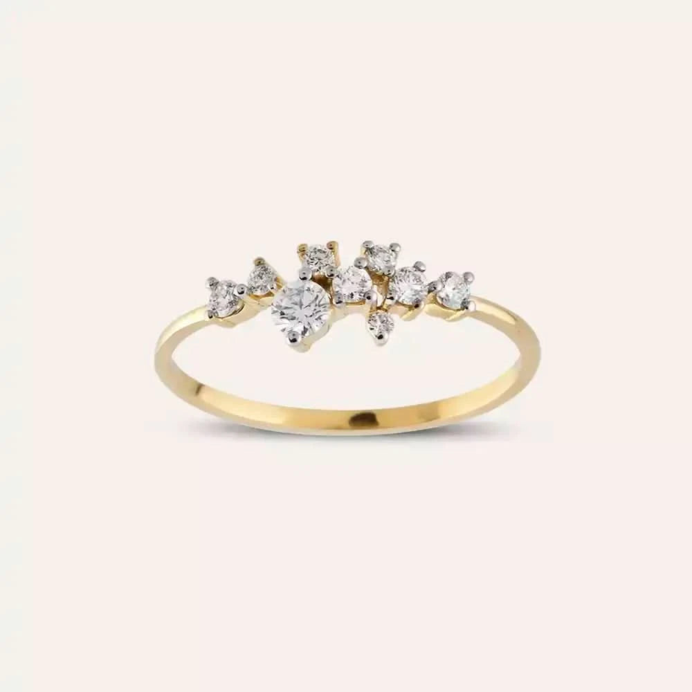 0.32 CT Pırlanta Taşlı Sarı Altın Yüzük