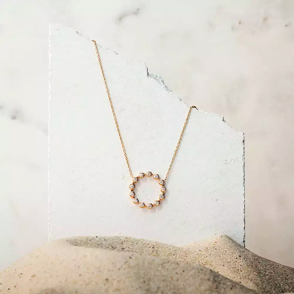 0.33 CT Pırlanta Taşlı Rose Altın Kolye