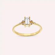 0.34 CT Baget Kesim Pırlanta Taşlı Sarı Altın Yüzük