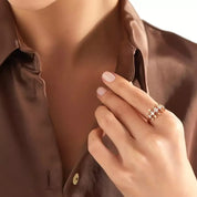 0.34 CT Baget Pırlanta Taşlı Rose Altın Yüzük