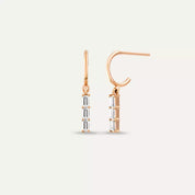 0.34 CT Baget Pırlanta Taşlı Sallantılı Küpe