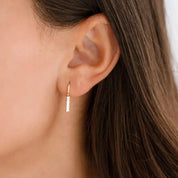 0.34 CT Baget Pırlanta Taşlı Sallantılı Küpe